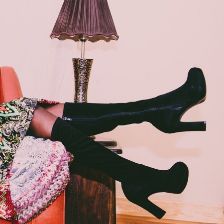 Black high heeled boots