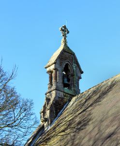 The bell tower at Ludford Church