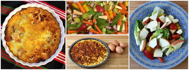 Crustless pastry-free quiche with salad or roasted vegetables