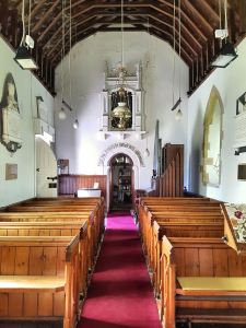 Simple interior of St Nicholas’ church , Cuxwold