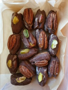 Handmade marzipan stuffed dates